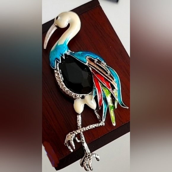 Free People Jewelry - LAST ONE Low Stock Extra LARGE Colorful Crane Brooch